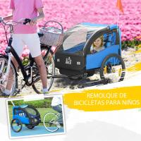 HOMCOM Remolque de Bicicleta para Niños +18 Meses Cochecito para Transporte de 2 Plazas con Cinturón de Seguridad Espacio de Almacenamiento y Sistema de Amortiguador 140x88x90 cm - details 5