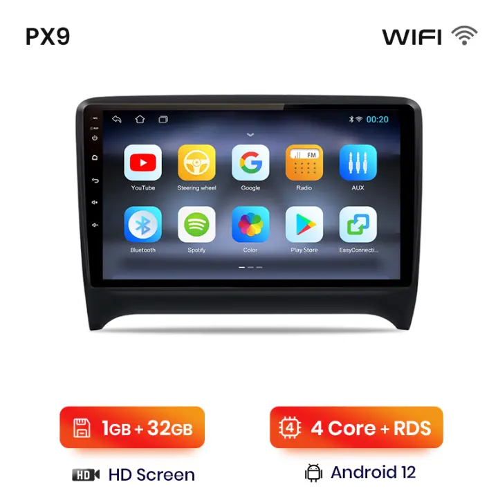 AWESAFE inalámbrico CarPlay Android Auto Radio para Audi TT MK2 8J 2006 - 2014 coche reproductor multimedia GPS 2 din autoradio volante controles RDS Bluetooth - 1