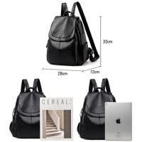 Mochila blanca de cuero para mujer, morral escolar de gran capacidad para viaje - details 1