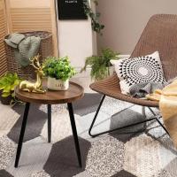 LUTODY - Mesa centro auxiliar de madera maciza MDF con 2 niveles estilo nórdico para dormitorio, salón, habitación y recibidor - details 7
