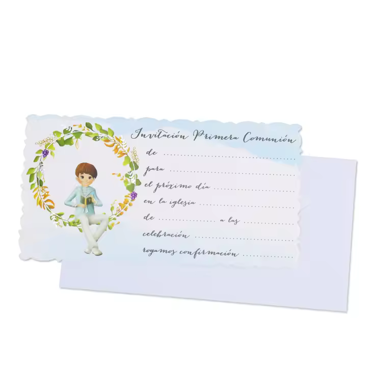 Pack de 10 a 60 invitaciones de comunión con sobre , Tarjetas de invitación para comunión invitados, 4 modelos, Detalles para regalar a invitados, Invitaciones originales para invitados, Regalantes.com - 1