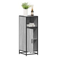 vidaXL Armario baño madera contrachapada 35x37,5x100 cm en color Roble ahumado/Marrón roble/Negro y más | almacenamiento funcional diseño moderno para baño dormitorio sala - details 3