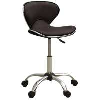 vidaXL Taburete de salón de belleza de cuero sintético en color Blanco/Marrón/Rojo | cómodas modernas ergonómicas para comedor cocina salón hogar - details 1