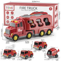 Juego De Coches De Fricción Para Niños Y Niñas Vehículos De Bomberos Y Camión Portador De Juguetes Educativos Para Niños - details 2