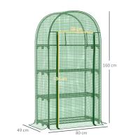 Outsunny Invernadero de Jardín con 4 Estantes Metálicos Puerta Enrollable y Cubierta de PE Vivero Casero de Terraza para Cultivo Plantas Flores Macetas 80x49x160 cm Verde - details 2