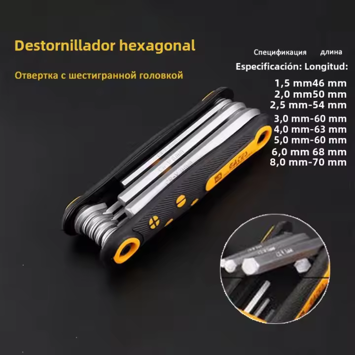 Juego De Destornilladores Plegables 8 En 1 Mini Kit De Bits Phillips Torx Hexagono Acero Cromo-vanadio Multifuncional Antideslizante - 1