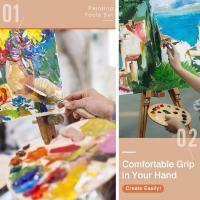 Espátula de artista de acero inoxidable, 11 piezas de herramientas de pintura al óleo, accesorios de mezcla de colores con mango de madera para aceite, acrílico sobre lienzo, pintura - details 1