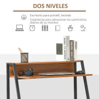 HOMCOM Escritorio Mesa de Ordenador 84x45x85 cm con Encimera de Madera y Patas de Metal Estilo Moderno para Oficina Estudio Dormitorio Carga 20 kg - details 3