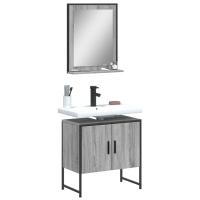 vidaXL Set de muebles de baño 2 pzas madera de ingeniería en color Roble Sonoma/Gris sonoma/Marrón roble y más | almacenamiento funcional diseño moderno para baño dormitorio sala - details 1