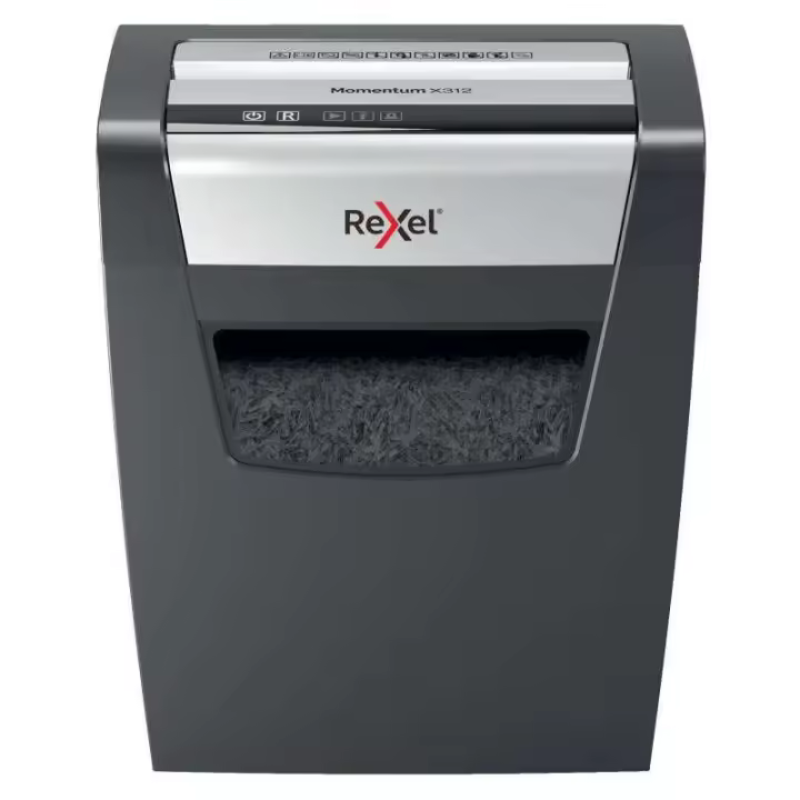 Rexel momentum x312 destructora de papel - corte confeti 5x42mm - funcionamiento ininterrumpido 6 minutos - negro - 1