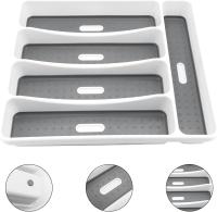 Bandelas para cuadernos, 5 compartimientos, divisores para cuchillos y tenedores de cocina, de almacenamiento de Caddy cubiletes, bandeja compacta de plástico para utensilios sin BPA - details 1