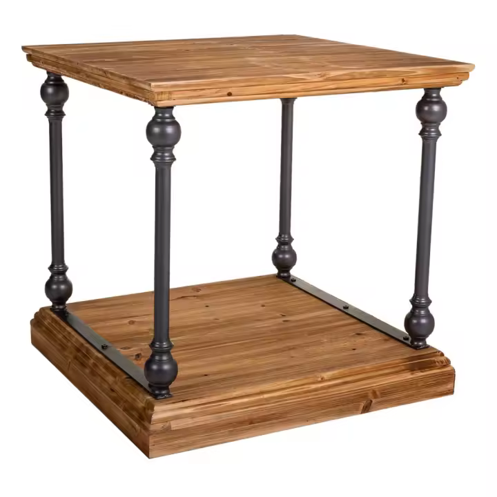Mesa de centro de metal y madera 60x60x60h cm - 1