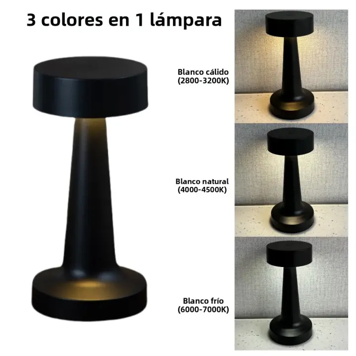 Lámpara De Mesa Recargable USB LED Táctil Sin Cable Para Decoración De Habitación Iluminación De Ambiente Para Café Restaurante Hogar - 1