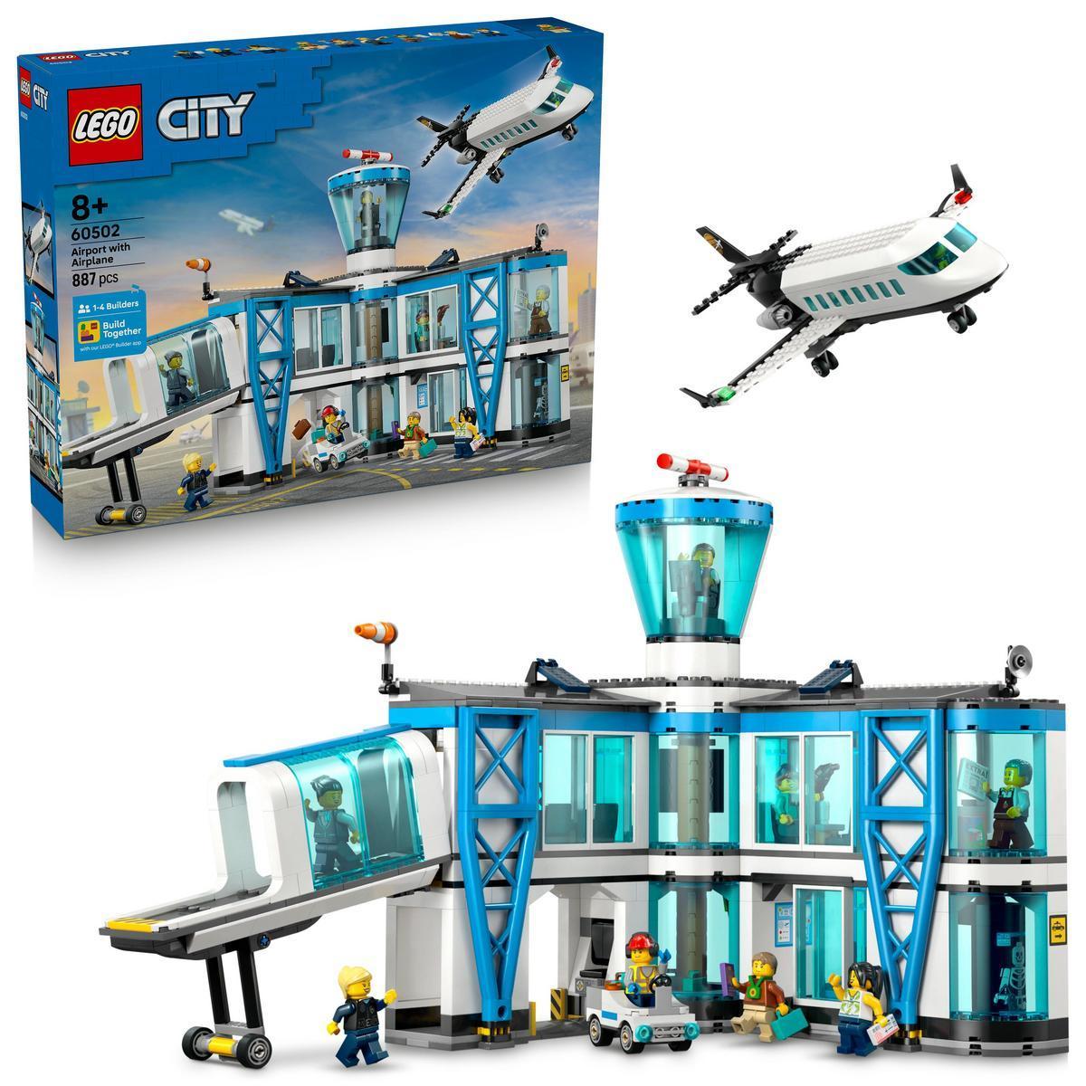 [PREVENTA] LEGO® 60502 City Aeropuerto con Avión Juego de Construcción con Modelo de Aeropuerto y Avión de Pasajeros para Niñas, Niños y Fans de los Aviones de 8 Años o Más