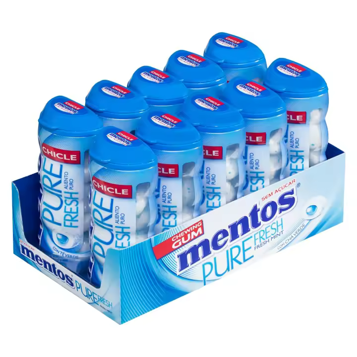 Mentos Chicle Menta, Sin Azúcar - 10 unidades de 30 gr. Mentos de menta pure (Total 300 gr.) - 1