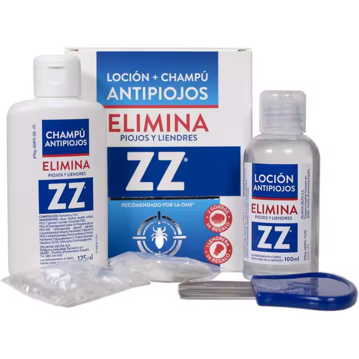 Zelnova Zeltia Loción Antipiojos 100 ml + Champú 125 ml | Solución Definitiva para Combatir Piojos y Liendres | Uso Doméstico | Tratamiento Eficaz y Seguro en una sola Aplicación | Fórmula con Permetrina - 1