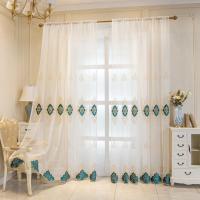 Cortina De Tules Bordadas Para Sala De Estar Estilo Europeo Lujo Voile Sencilla Translúcida Para Ventana Con Patrón Geométrico 1 Pieza - details 4