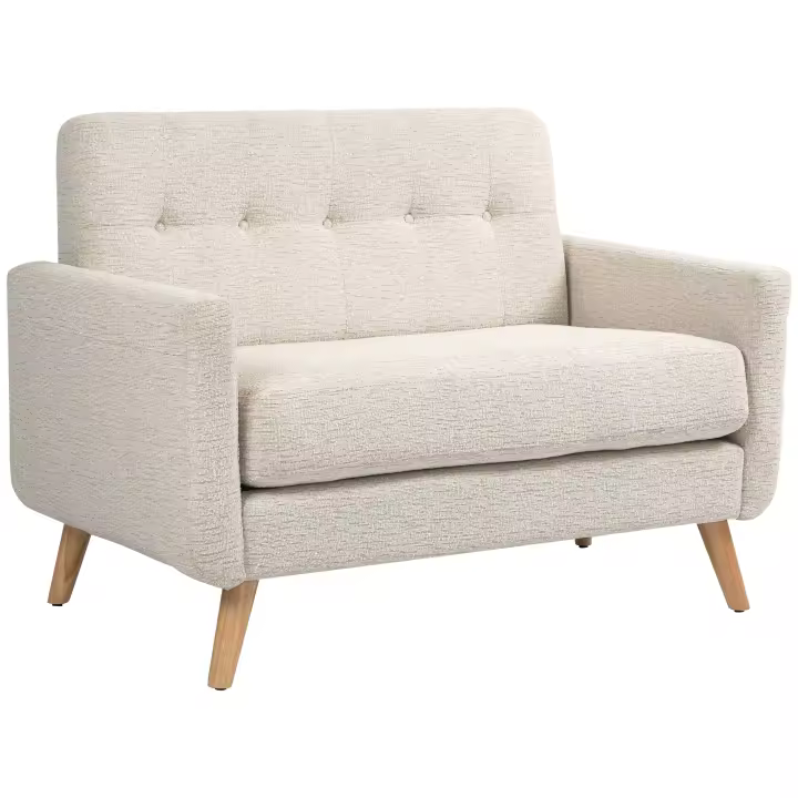 HOMCOM Sofá de 2 Plazas Tapizado en Terciopelo Sofá de Salón Moderno con Reposabrazos y Patas de Madera Carga 240 kg para Dormitorio Oficina 114x71x82 cm Beige - 1