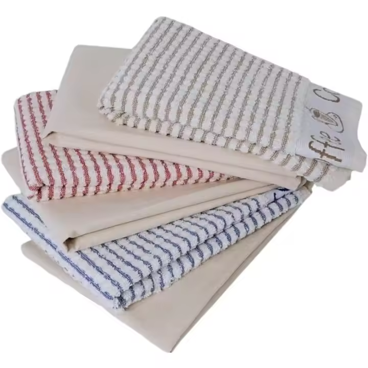 Paños de Cocina 100% Algodón - Set de 6 Unidades (50x50cm) - Diseño Minimalist and Elegant-Paños de Cocina Rizo para Secar y Limpiar - Hecho en Portugal. - 1