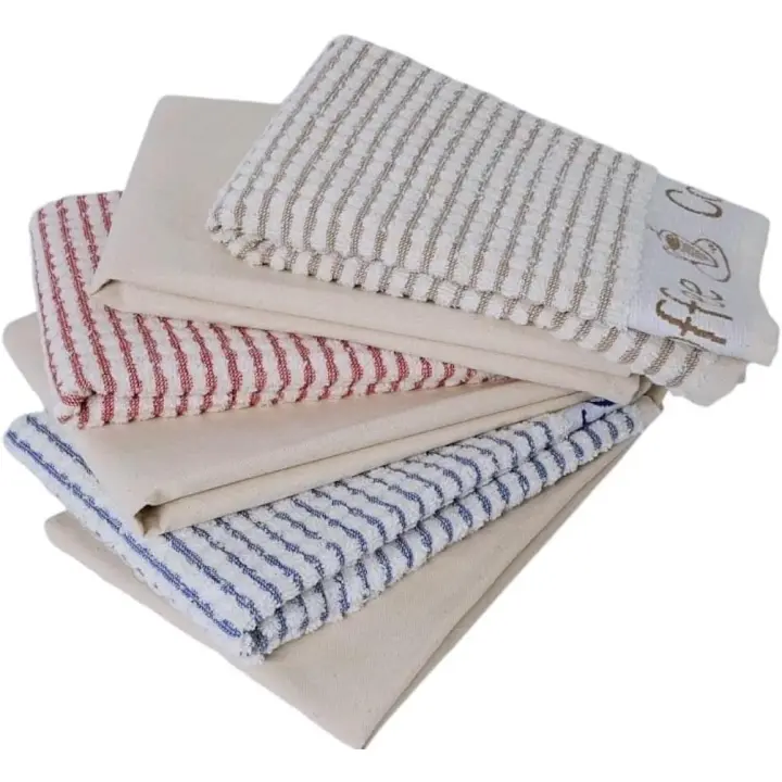 Paños de Cocina 100% Algodón - Set de 6 Unidades (50x50cm) - Diseño Minimalist and Elegant-Paños de Cocina Rizo para Secar y Limpiar - Hecho en Portugal. - 1