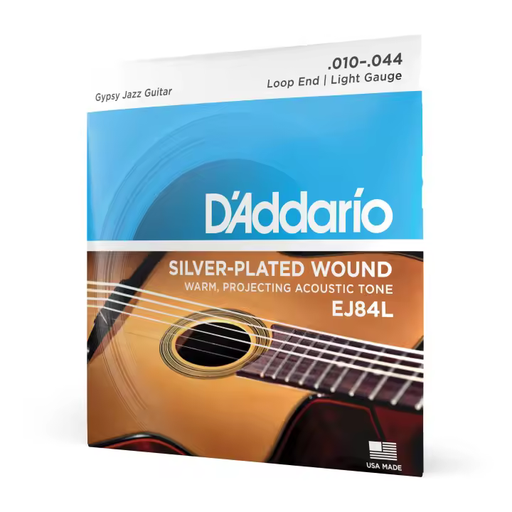 D'Addario EJ84L Gypsy Jazz Acoustic Guitar Strings, Loop End, Light, 10-44. Code. EJ84L - 1