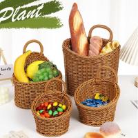 Cesta De Almacenamiento De Cocina Imitación De Rotura Con Manija Hecha a Mano Cesta Colgante Para Verduras Frutas Flores Color Marrón Decoración Para El Hogar - details 3