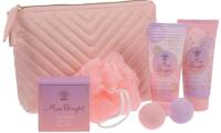 GIFSET BOLSA ASEO BRILLO 5 PZAS-----CONTIENE 2 BOMBAS DE BAÑO, 1 NECESER, 1 LOCIÓN CORPORAL, SALES DE BAÑO, 1 GEL DE DUCHA Y UNA ESPONJA------PERFECTO PARA REGALO A MUJERES-----MARCA AURORA - details 1