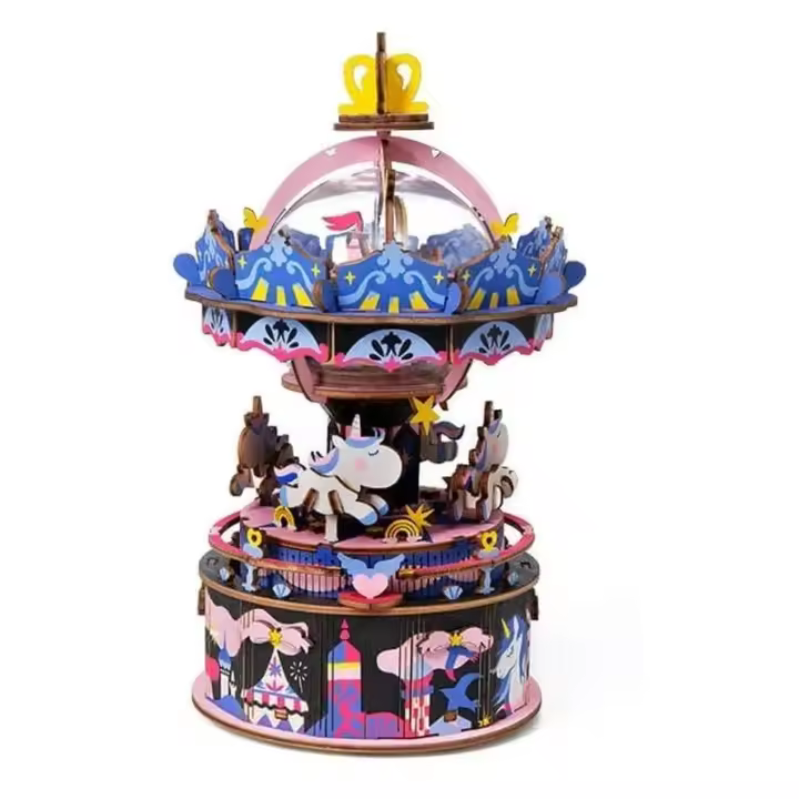 Maqueta Rolife caja de música noche estrella en 3D con unicornios - 1