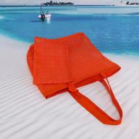 EILV - Bolso de Playa con Estilo Boho | Bolsa Transparente de Malla + Tejido Calado | Incluye Neceser | Multicolor - details 6