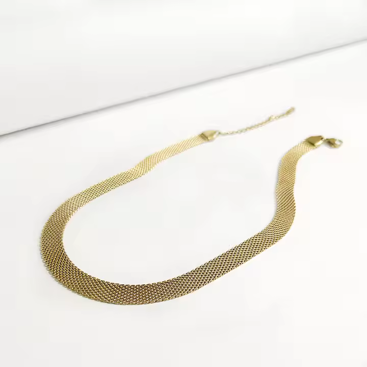 Collar De Cadena Ancha Tejida Peri'sBox En Acero De Titanio Texturizado Para Mujer Estilo Vintage Collar De Moda 2020 - 1