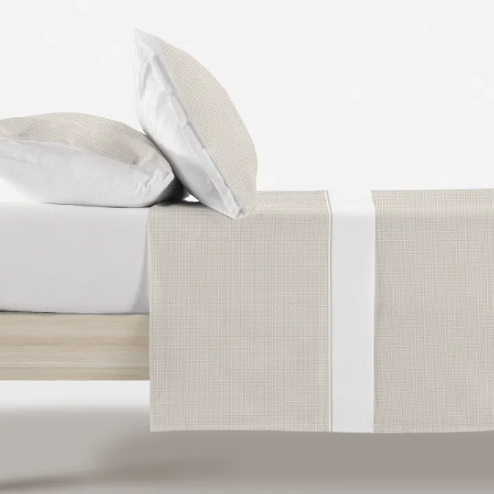 Manterol - Juego de sábanas estampado círculos encadenados. Calidad 50% Algodón 50% Poliéster. Incluye bajera ajustable, encimera y fundas de almohada. Sábana de verano con diseño moderno. - 1