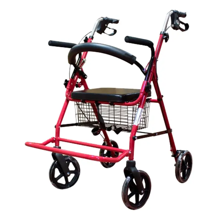Mobiclinic® PRO Andador para ancianos Con asiento y reposapiés Aluminio Resistente y Ligero Plegable Frenos en manetas Rollator Colón Burdeos - 1