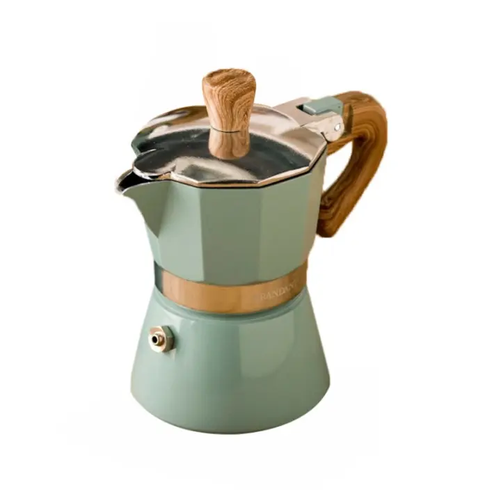 Horneador De Café Expreso 150/300ml Percolador De Aluminio Mocha Con Manija De Madera Vintage Para Estufa Máquina De Café Vintage Herramientas De Café De Barrio - 1