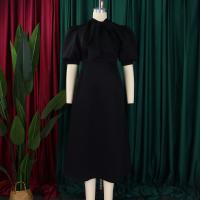 Vestido Elegante De Fiesta Para Mujer 2024 Con Cuello Con Lazo Manga Corta Cintura Alta A-Line Plisado Hasta El Tobillo Vestido De Cumpleaños - details 37