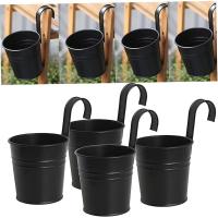 Macetas colgantes de hierro de metal negro, macetas duraderas con base extraíble - 4 piezas - details 1