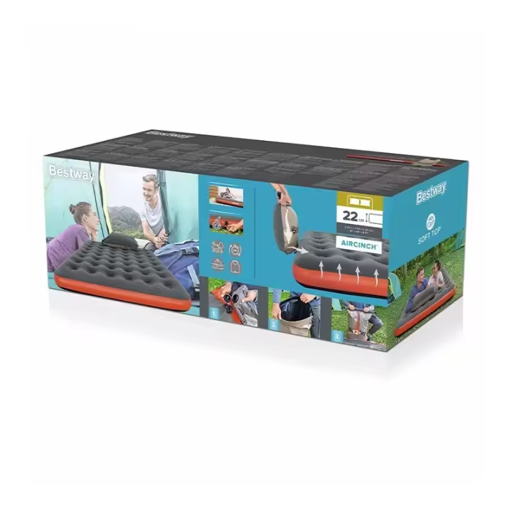 Bestway Colchon Doble Roll & Relax 203x183x22 cm Hinchable y Camping 67703 - 1