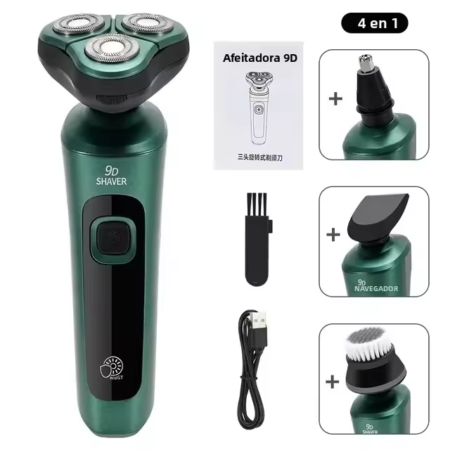 Afeitadora Eléctrica Inteligente Con Pantalla LCD Tríplice Cabeza Flotante Recargable Por USB Afeitadora De Barba Multi-función Para Hombre - 1