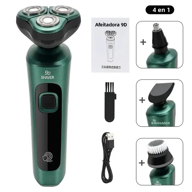 Afeitadora Eléctrica Inteligente Con Pantalla LCD Tríplice Cabeza Flotante Recargable Por USB Afeitadora De Barba Multi-función Para Hombre - 1