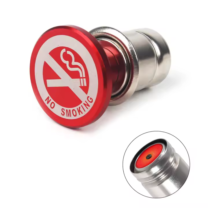 Botón De No Fumar Para Coche Encendedor De Cigarrillos De Aluminio Anodizado Y Hierro 12 Voltios Reemplazo Para La Mayoría De Los Vehículos - 1