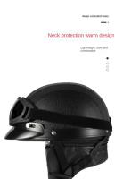 Casco De Cuero Vintage Para Harley Para Hombres Y Mujeres Casco De Invierno Cálido Universal Ligero Medio Para Bicicletas Eléctricas Regalo Genial - details 3