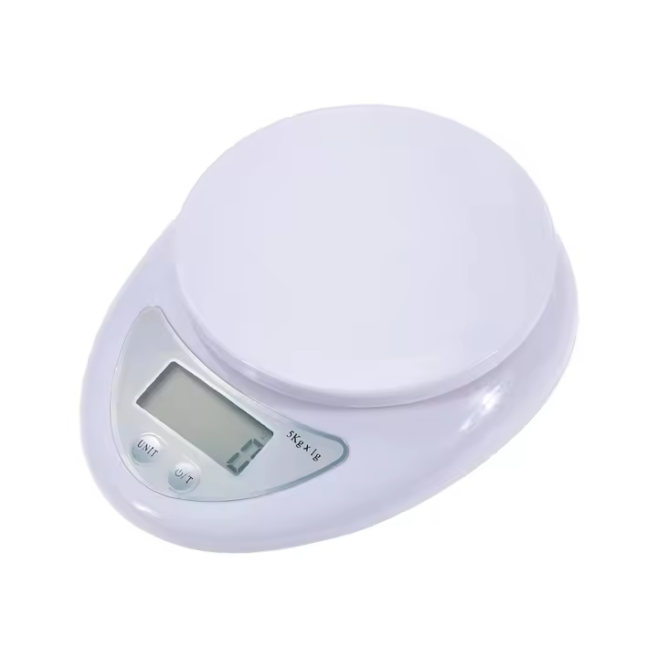 Báscula de cocina electrónica portátil | Funciona con 2 pilas AAA | Alta precisión y resolución LCD | Báscula digital inteligente de alto rendimiento | Fácil limpieza | De 0,1gr a 5kg | RevolutionLine - 1