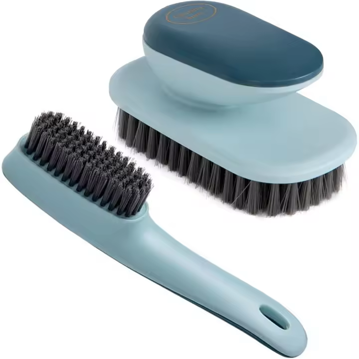 Cepillo para fregar ropa, paquete de 2, cepillo de cerdas suaves, cepillo de limpieza para manchas, cepillo para fregar ropa, herramienta de limpieza del hogar (azul) - 1
