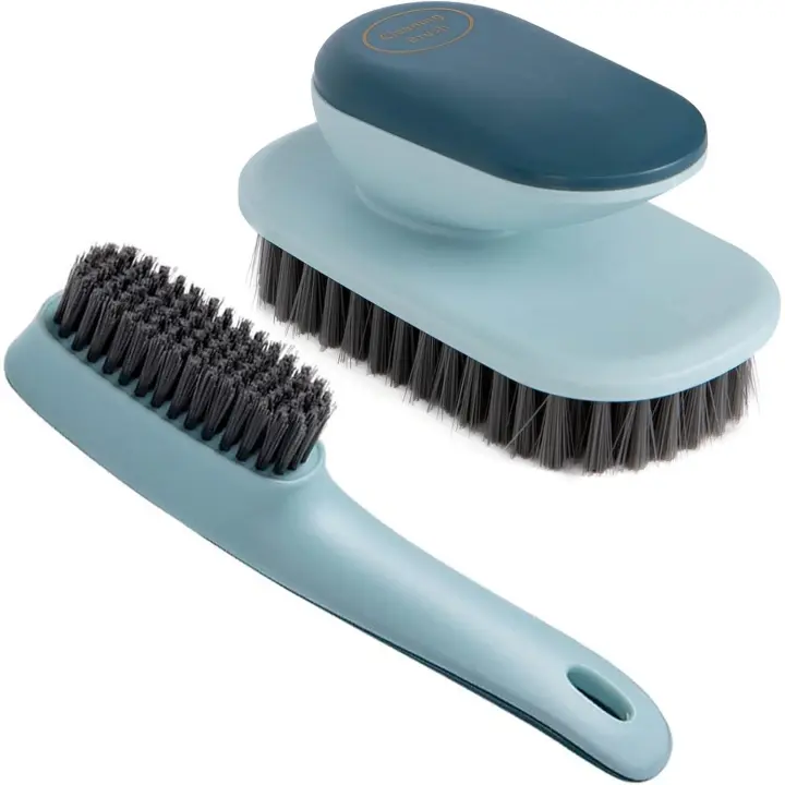 Cepillo para fregar ropa, paquete de 2, cepillo de cerdas suaves, cepillo de limpieza para manchas, cepillo para fregar ropa, herramienta de limpieza del hogar (azul) - 1