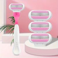 Cuchillas De Afeitar De Seguridad Para Mujer Set De Cabezales De Reemplazo 3 Capas Eliminación De Vello Bikini Belleza Afeitado - details 1