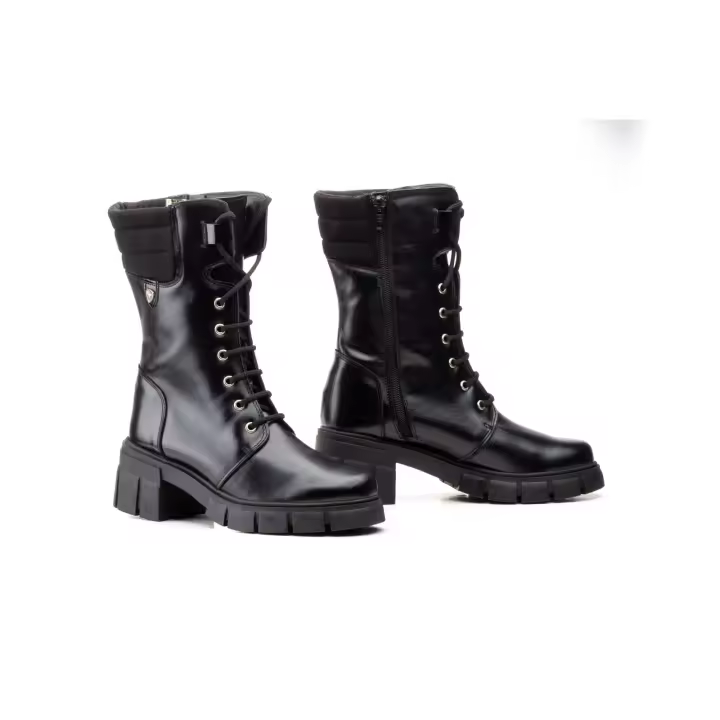 Mº5790 NEGRO  Hecho en España Botas Mujer Piel NEGRA Militar Ibérico Numeración: 36-41 Marca: Ibérico Color: NEGRO BOTIN MEDIA PIERNA CON CORDONES Y CREMALLERA LATERAL PARA MAYOR CONFORT Y FACILIDAD SUELA DE TACON Y PLATAFORMA MUY MODERNA - 1
