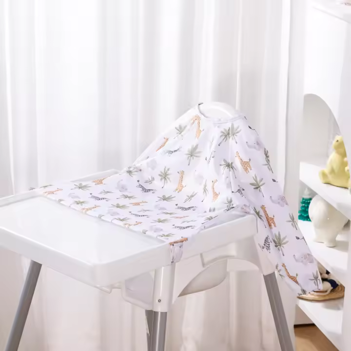 Alfombrilla De Comer Para Bebé HappyFlute One Piece Estampado Completo Impermeable De Poliéster Con Mangas Largas Para Escenarios Variados - 1