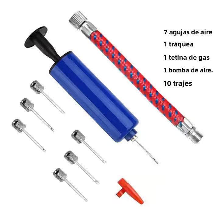 Kit De Inflador De Bicicleta Con Tubo Flexible Y Agujas Multifuncional Para Baloncesto Y Herramienta De Inflado Práctica - 1