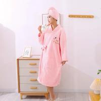 Conjunto De 2 Piezas Toalla De Baño Super Absorbente Para Mujer Con Gorro Para Secar El Cabello Ropa De Baño De Velours De Cangrejo - details 1