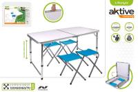 AKTIVE Mesa plegable portátil camping para 4 personas, Altura regulable, incluye 4 taburetes, Mesa plegable jardín, Mesa plegable con sillas dentro, Conjunto mesas y sillas plegable (52893) CALIDAD DE CONFIANZA OFICIAL GARANTIZADO - details 0