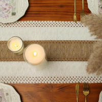 Corredor De Mesa Boho Otoño Hecho De Algodón Con Borlas Decoración Macramé Para Sala De Estar Ropa De Mesa De Granja - details 2